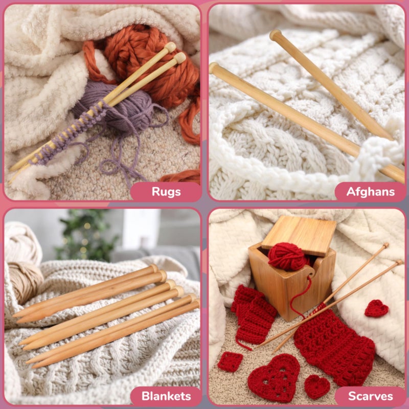 BambooMN JubileeYarn Jumbo Birch Knitting Needles - US 19 (15mm) - 16" Long - 1 Pair - Image 5
